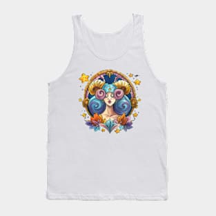 Zodiac Sign Aries Art Deco Watercolour Tank Top